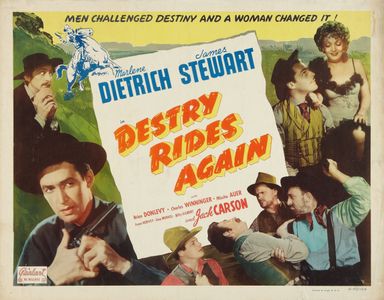 Marlene Dietrich, James Stewart, Brian Donlevy, Jack Carson, Mischa Auer, Warren Hymer, Allen Jenkins, and Charles Winni