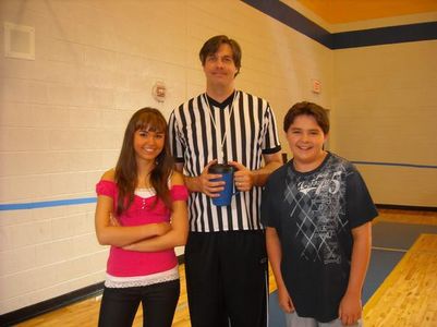 Celeste with Josh Childs on the set of 