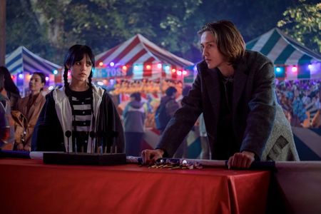 Percy Hynes White and Jenna Ortega in Wednesday (2022)