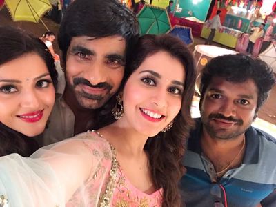 Ravi Teja, Anil Ravipudi, Raashi Khanna, and Mehreen Pirzada in Raja the Great (2017)