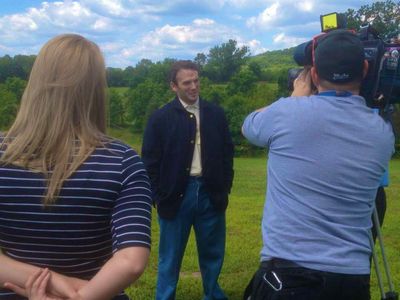 Being interviewed. Behind the Scenes of RETREAT