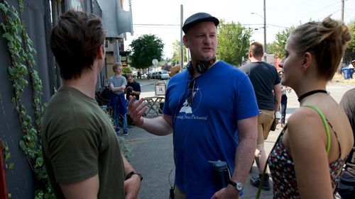 Allen Wolf on the set of The Sound of Violet