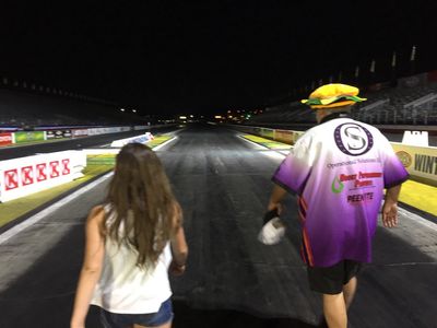 Walking the sticky race track after Peenrite won!
