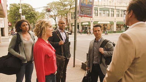 Freddy Rodríguez, Michael Weatherly, Geneva Carr, Chris Jackson, and Barrett Doss in Bull (2016)