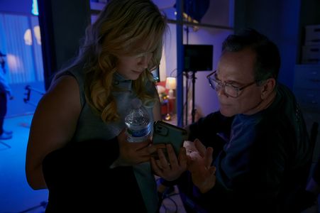 (L-R) Mackenzie McIntyre with director Rick Walker on the set of “Guardians”