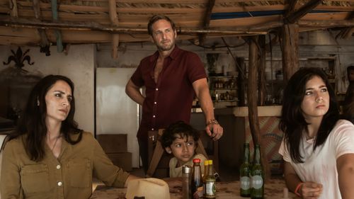 Josh Lucas, Carlos Solórzano, Fernanda Urrejola, and Venus Ariel in The Black Demon (2023)