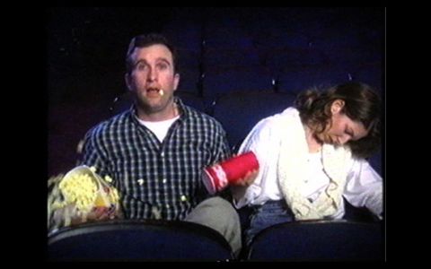 still from WBZ-TV commercial, Alan Francis left, Maryellen Moriarty, right