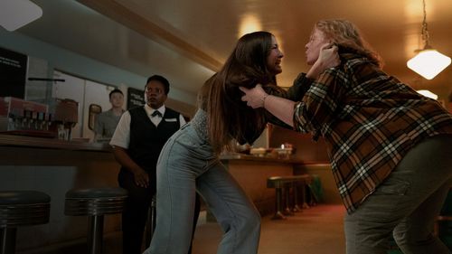 Elizabeth Saunders, Angela Moore, and Hannah Cheramy in From: The Kindness of Strangers (2023)