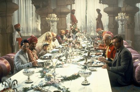 Harrison Ford, Kate Capshaw, Ahmed El Shenawi, Frank Olegario, Ke Huy Quan, Roshan Seth, and Philip Stone in Indiana Jon
