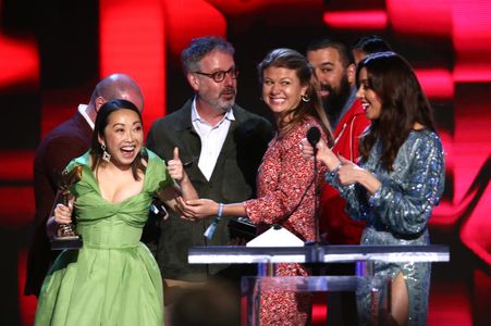 Andrew Miano, Peter Saraf, Aubrey Plaza, Daniele Tate Melia, and Lulu Wang at an event for 35th Film Independent Spirit 