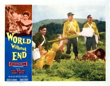 Christopher Dark, Nelson Leigh, Hugh Marlowe, and Keith Richards in World Without End (1956)