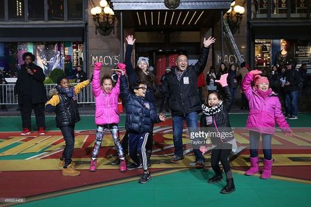 RAINA CHENG (Far right) at 89th Macy's Thanksgiving Day Parade Rehearsal with Sesame Street cast members Alan Muraoka & 
