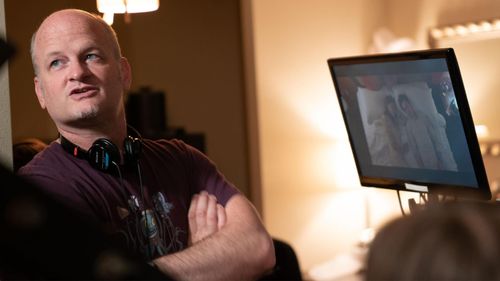 Allen Wolf on the set of The Sound of Violet