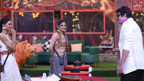 Krishna Abhishek, Priyanka Chahar Choudhary, and Archana Gautam in Bigg Boss: Krushna in the BB house (2023)
