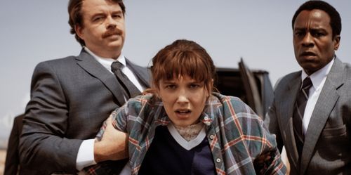 Kendrick Cross, Ira Amyx, and Millie Bobby Brown in Stranger Things: Chapter Three: The Monster and the Superhero (2022)