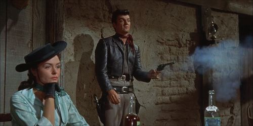 Donna Reed and William Campbell in Backlash (1956)