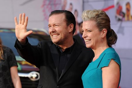 Jane Fallon and Ricky Gervais at an event for Muppets Most Wanted (2014)