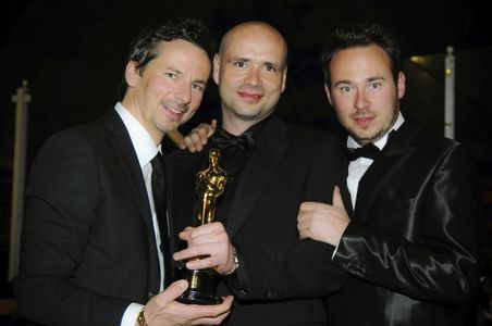 LOS ANGELES, CA - FEBRUARY 22: (L-R) Actor and producer DAVID C. BUNNERS, director and producer JOCHEN FREYDANK, screenw