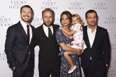 Derek Cianfrance, David Heyman, Michael Fassbender, Alicia Vikander, and Florence Clery at an event for The Light Betwee