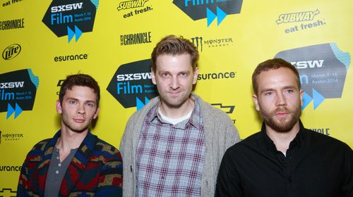 Daniel Stamm, Mark Webber, and Devon Graye at an event for 13 Sins (2014)