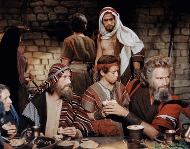 Charlton Heston, John Carradine, John Derek, Paul De Rolf, Olive Deering, Lawrence Dobkin, and Julia Faye in The Ten Com