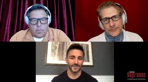 Jason Cerbone, Michael Imperioli, and Steve Schirripa in Talking Sopranos (2020)