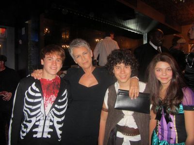 Justin Tinucci, Jamie Lee Curtis, Sam Lant, and Bryce Hitchcock at the sCare Foundation Launch Benefit Halloween party H
