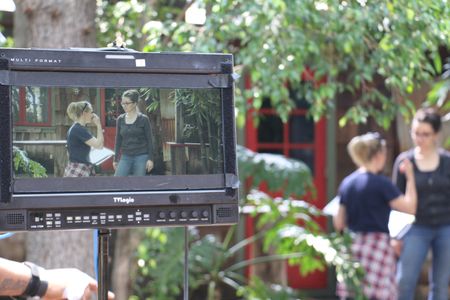 On set of Severed Silence with Kathryn Michelle