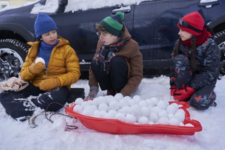 Philippe Bossé, Wayne Castle, Logan Aultman, Dominic Mariche, and Michaela Russell in Snow Day (2022)