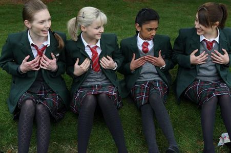 Georgia Henshaw, Eleanor Tomlinson, Georgia Groome, and Manjeeven Grewal in Angus, Thongs and Perfect Snogging (2008)