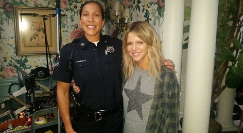 On set of The Mick with Kaitlin Olson
