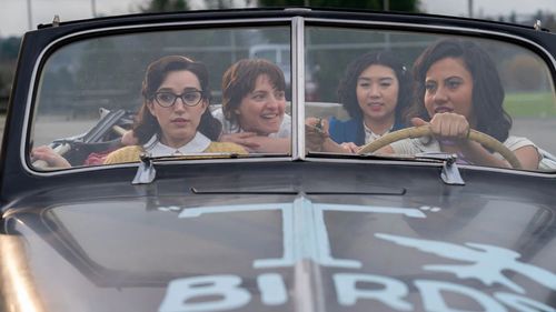Cheyenne Isabel Wells, Ari Notartomaso, Tricia Fukuhara, and Marisa Davila in Grease: Rise of the Pink Ladies (2023)