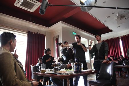 Drew Thomas (I) blocking an action scene for The Mongolian Connection (2018)