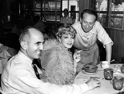 Marlene Dietrich, George Marshall, and Joe Pasternak in Destry Rides Again (1939)
