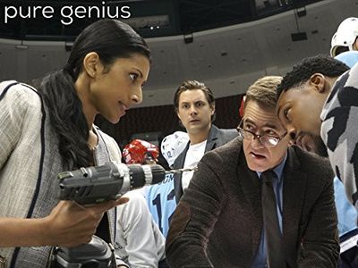 Dermot Mulroney, Augustus Prew, Reshma Shetty, and Aaron Jennings in Pure Genius (2016)