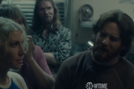 Ari Graynor, Stephen Guarino, Mark Casimir Dyniewicz Jr., and Andrew Santino in I'm Dying Up Here (2017)