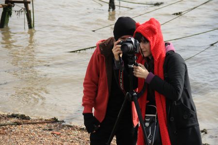Director of Photography and Associate Producer Danielle Jadelyn with Assistant Director Steven Hilder on set of comedy G