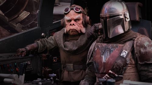 Nick Nolte, Pedro Pascal, Misty Rosas, and Brendan Wayne in The Mandalorian (2019)
