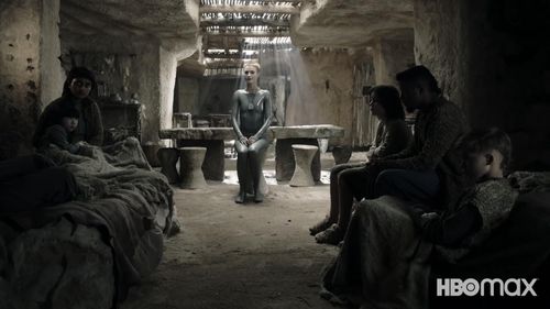 Amanda Collin, Aasiya Shah, Ivy Wong, and Ethan Hazzard in Raised by Wolves: Virtual Faith (2020)