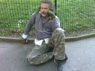 Frank Lewallen as the homeless veteran in Martha Pinsons: It's Not Saturday.