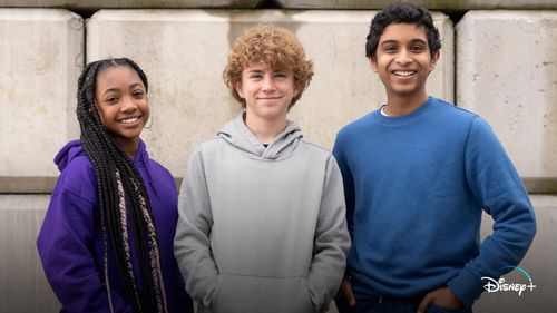Walker Scobell, Aryan Simhadri, and Leah Jeffries in Percy Jackson and the Olympians (2023)