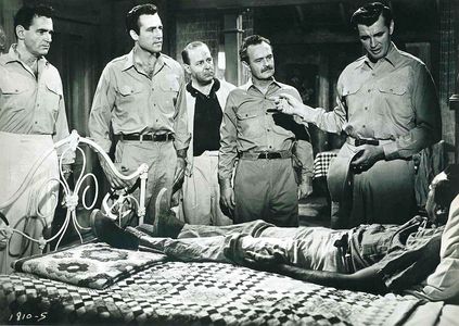 Paul Fierro, Maurice Manson, Jeff Morrow, Gregg Palmer, James Rawley, and Rex Reason in The Creature Walks Among Us (195