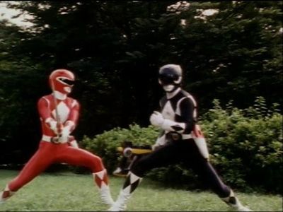 Walter Jones and Austin St. John in Mighty Morphin Power Rangers (1993)