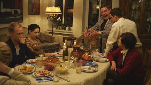Kostas Smoriginas, Leonardas Pobedonoscevas, Valda Bickute, Dalia Storyk, and Gytis Ivanauskas in Christmas. Uncensored 