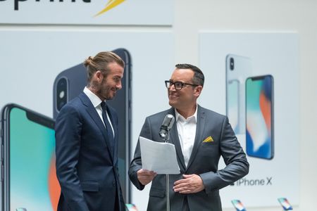 With David Beckham on set of iPhone X commercial