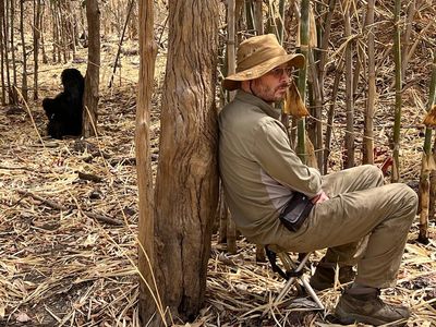 With Darren Aronofsky and chimp.