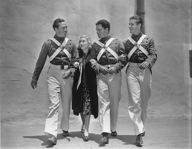 Mary Carlisle, Robert Cummings, Owen Davis Jr., and John Howard in Touchdown, Army (1938)