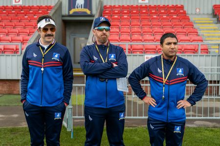 Brendan Hunt, Jason Sudeikis, and Nick Mohammed in Ted Lasso (2020)