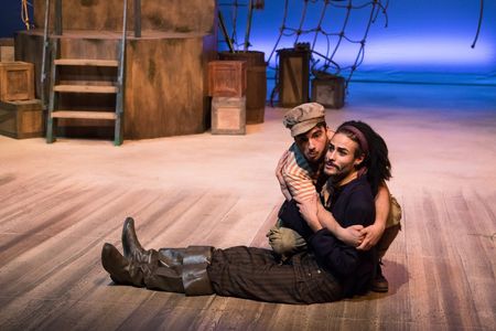 Emilio Ferreira as Smee and Jeremy Lewis as Hook in Peter and the Starcatcher in December of 2019 at John Abbott College