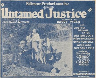 Tom London, Virginia Brown Faire, Gaston Glass, Philo McCullough, Muro the Dog, and Arab the Horse in Untamed Justice (1